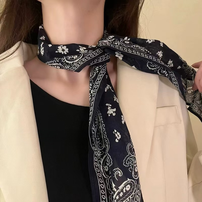 レトロアンコラレッドカシューフラワーローポニーテールヘアリボンスカーフレディースハイエンドファッション三角スカーフ|undefined