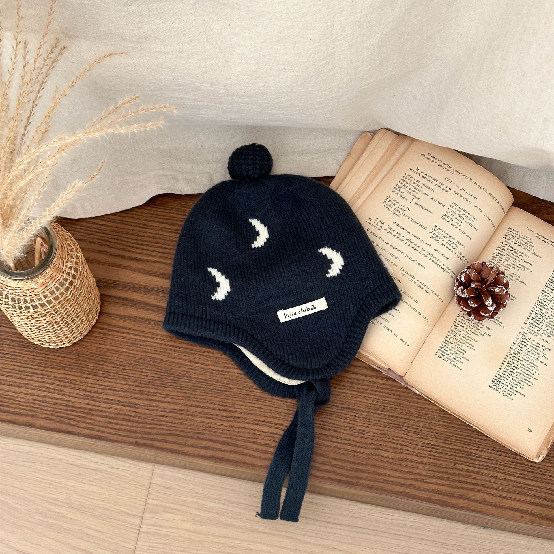 Sombreros para bebés y niños pequeños, ropa de invierno, estilo español, sombreros de lana extranjero para hombres y mujeres, bebés de luna, gorras de tejido con lazos