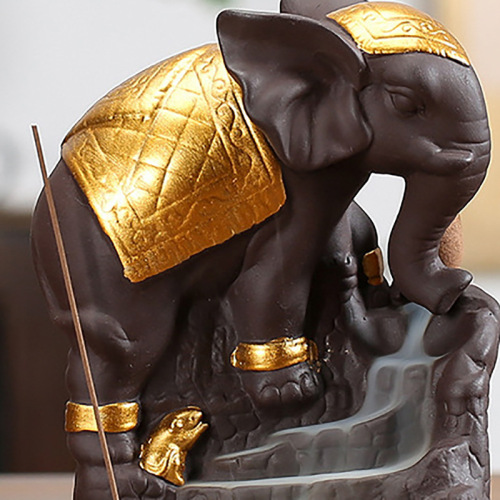 New cross-border creative backflow incense burner with good fortune and auspicious golden elephant purple sandalwood aromatherapy indoor home furnishings dropshipping