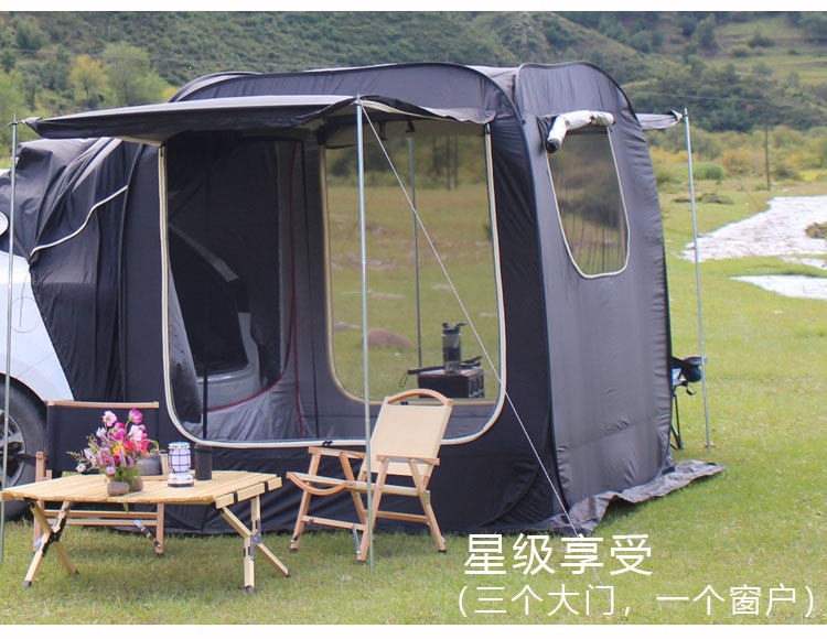 SUV rear automatic quick-open tent, outdoor double-layer canopy, extendable vehicle camping device