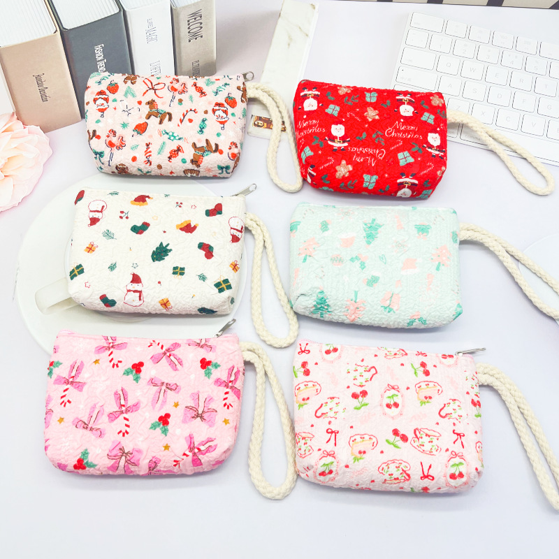 Cross-border Christmas new printed coin purse, women's wristlet key bag, zipper bag, cute holiday gift for children