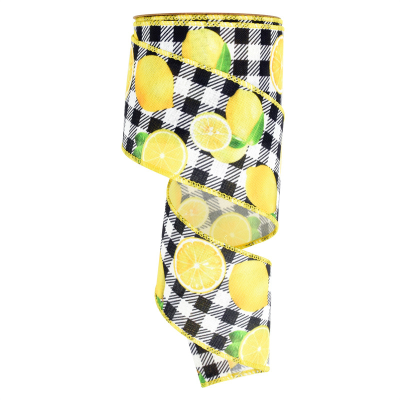 63mm transfronteriza nueva cinta de limón de frutas de verano tema de vacaciones de verano guirnalda decorativa cinta de lino de imitación 5Y