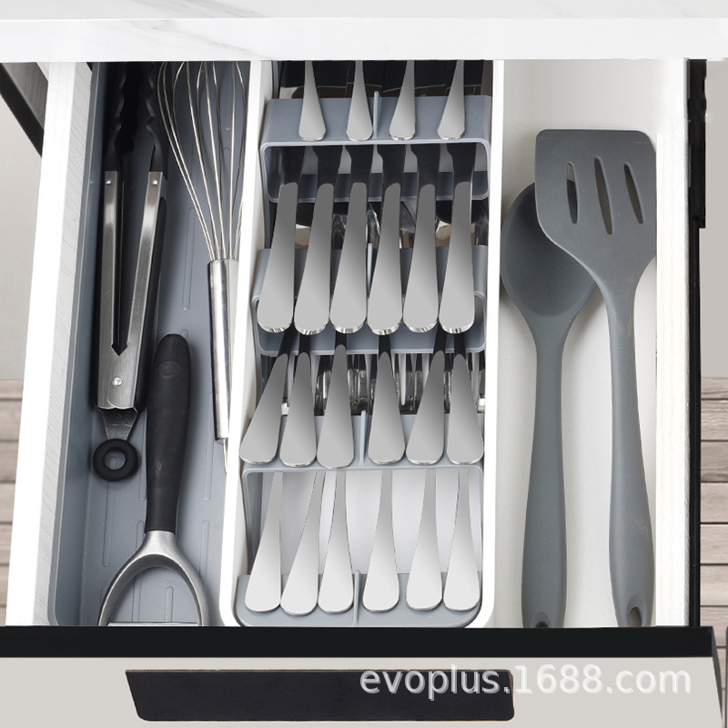 Juego de plástico de cocina transfronteriza, vajilla de instalación gratuita, estante para palillos, estante para cuchillos, tenedores y cucharas tipo cajón retráctil