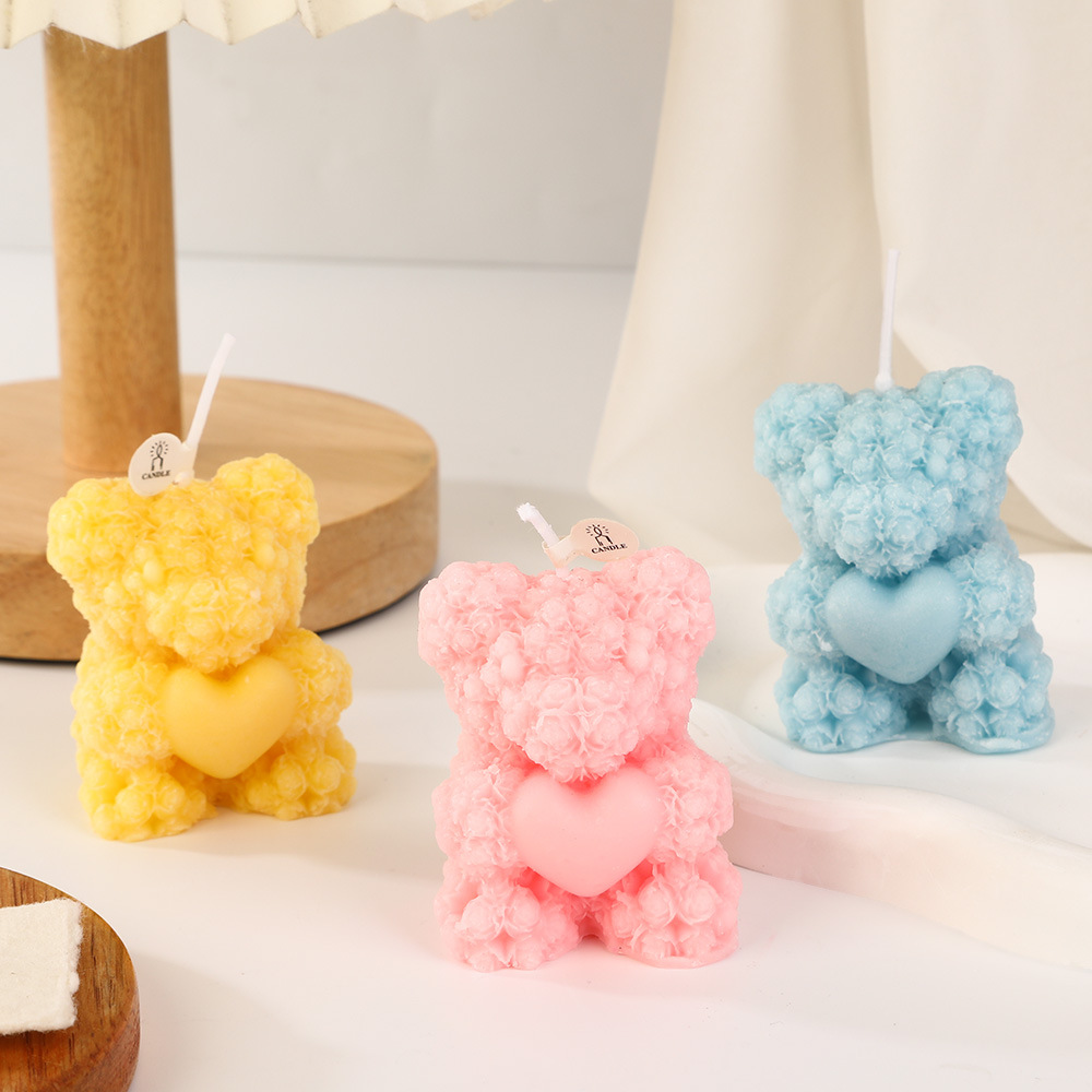 Rose bear perfume vela al por mayor creativa casera de la atmósfera del día de San Valentín perfume regalo de mano modelado vela transfronteriza