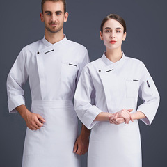 フランス料理人作業服長袖男ホテルレストランキッチン通気吸汗夏料理人服半袖女性卸売り