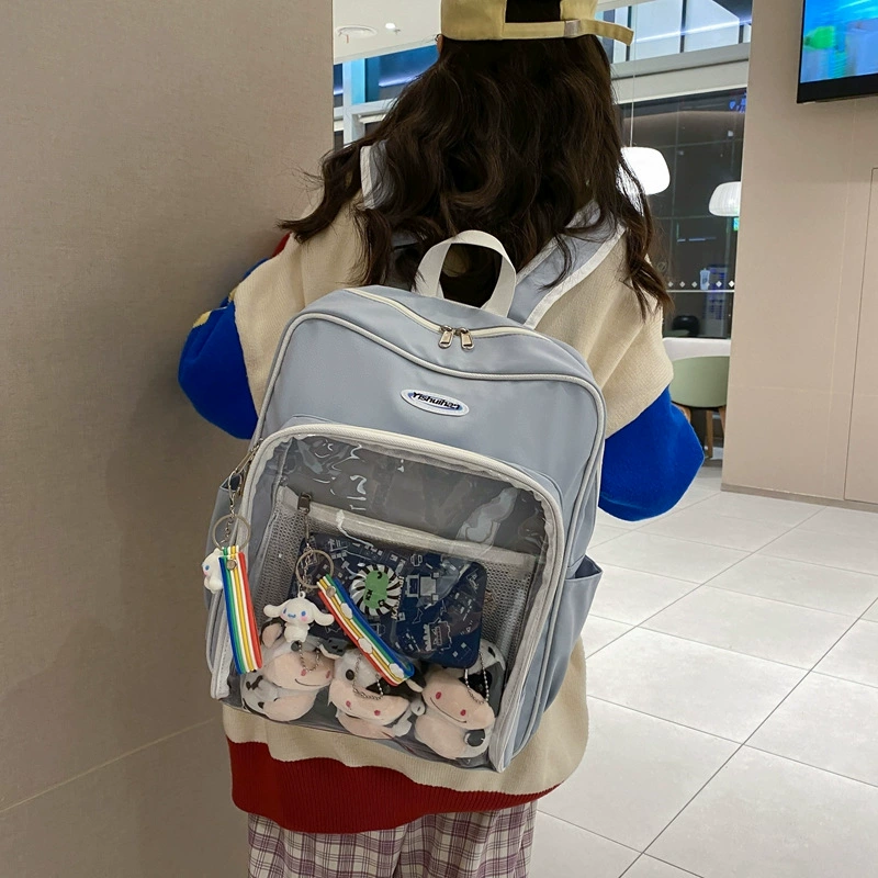 Transparent Japanese capacious backpack, square school bag