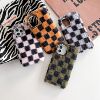 The new checkered plush mobile phone case is suitable for iPhone15 protective cover X tide 7p women's 12 super soft warm hand 14