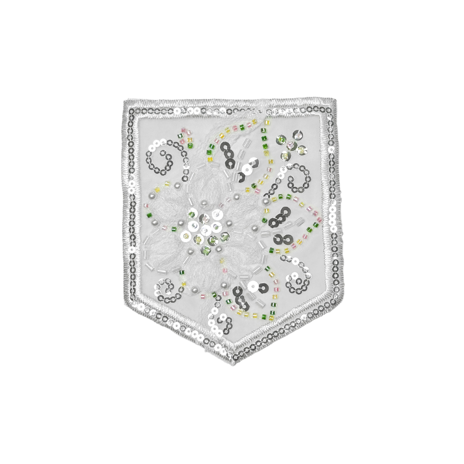 Nueva moda de agua bordada flor de tela pegada pentagonal bolsillo decoración pegada jeans ropa accesorios comercio exterior