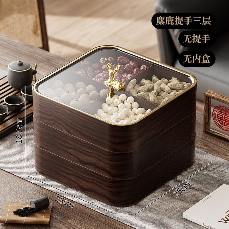 果物皿家庭用リビングルームのお茶皿のキャンディー箱のドライフルーツ箱の多層は、分格スナック収納箱を重ねることができます。|undefined