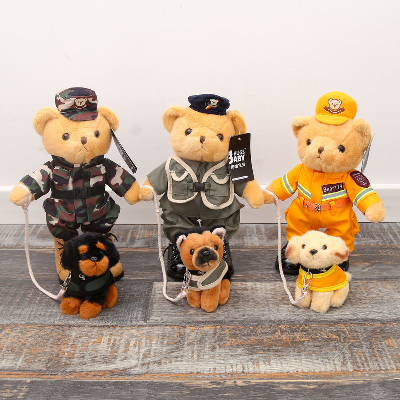 Hugable Baby Police Bear Plush Pendant Keychain Backpack Doll Accessories Wholesale Girls' Gift Stuffed Toy