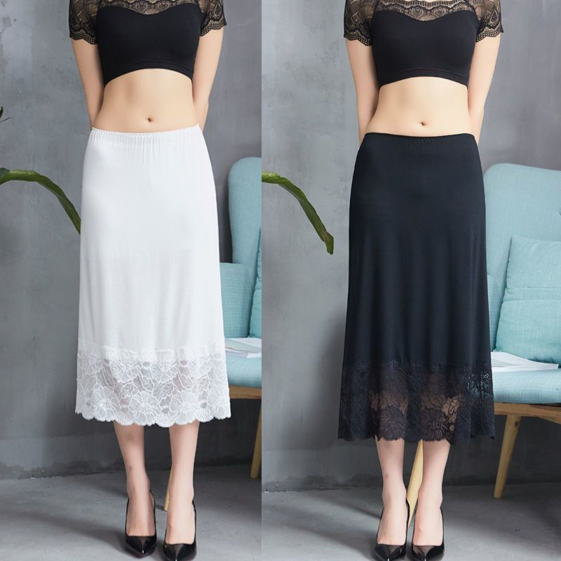 Versatile Modal Petticoat, Mid-Length, Over-The-Knee, Spring and Summer Women's Anti-Exposure Skirt, Solid Color Safety Skirt