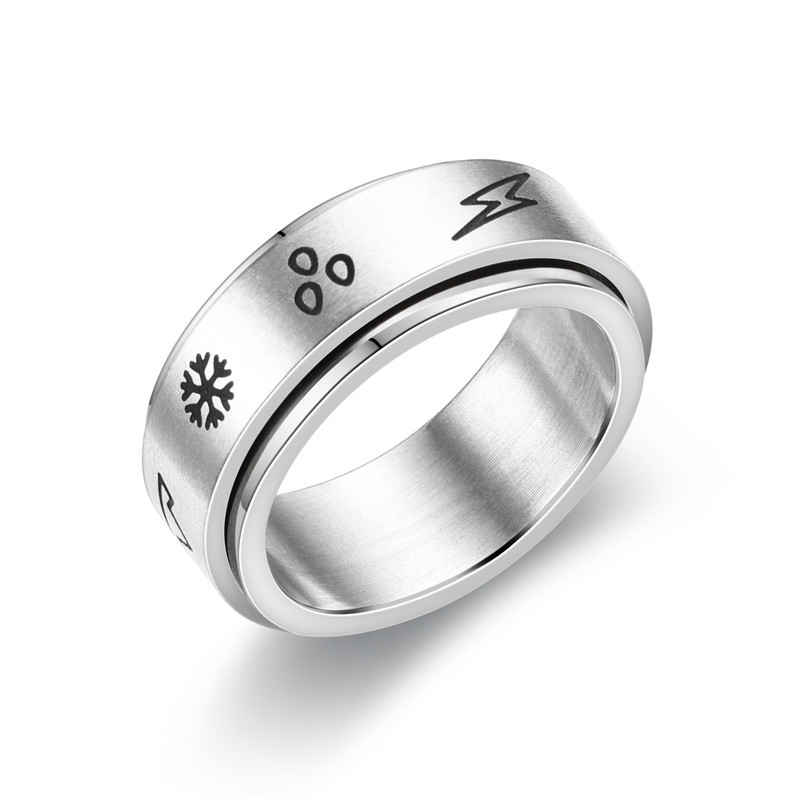 Wholesale New Star And Moon Carved Titanium Steel Rotating Ring Nihaojewelry display picture 18