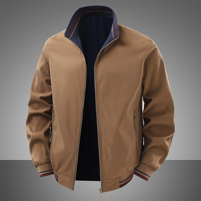 26-Year-Old Tk New Cross-Border Jacket for Spring and Autumn, Men's Reversible Stand-Collar Casual Jacket, Trendy Youth Men's Outerwear