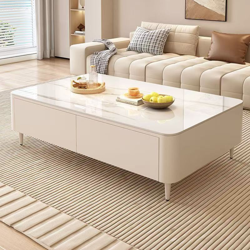Cream Slate Coffee Table Living Room Home Small Apartment Simple Modern Light Luxury Italian Floor-Standing Coffee Table Tv Cabinet Combination