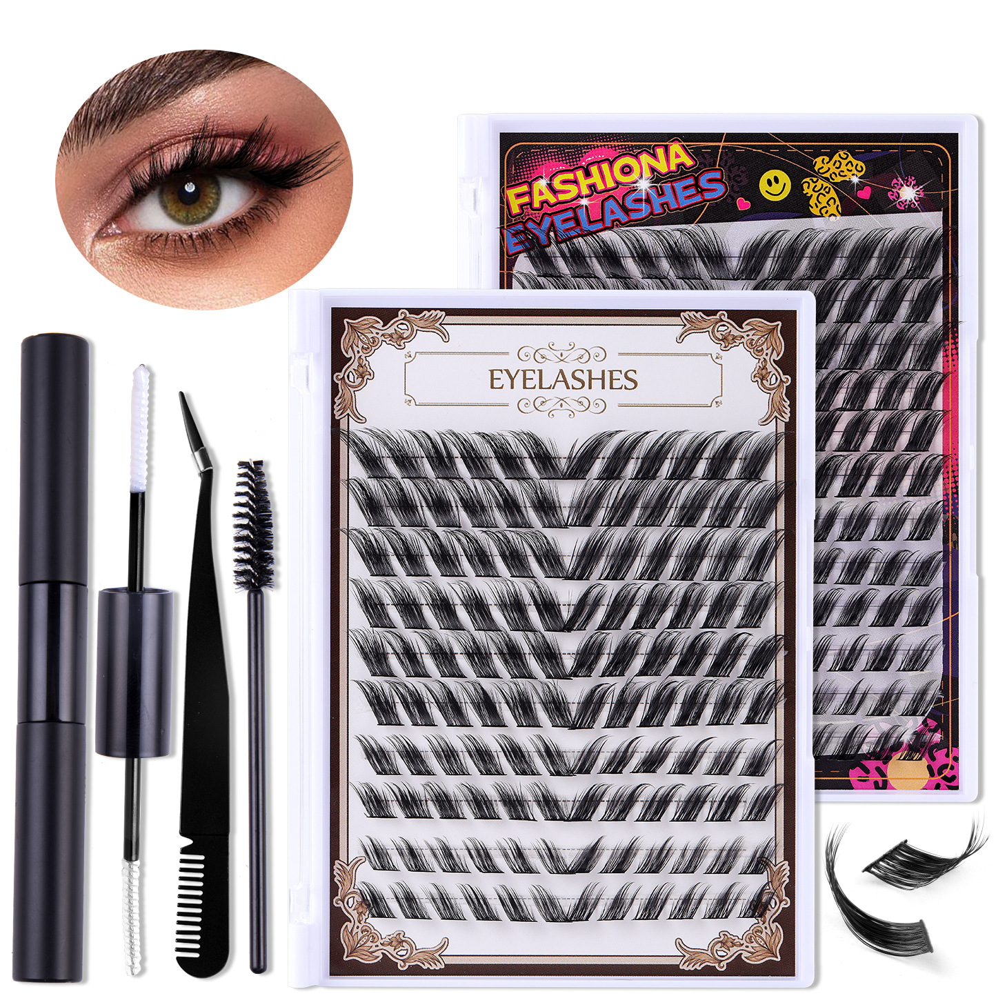 Halloween cross border 168 clusters of oblique flying single clusters of hair natural soft self grafting segmented DIY eyelashes set_voghion.com