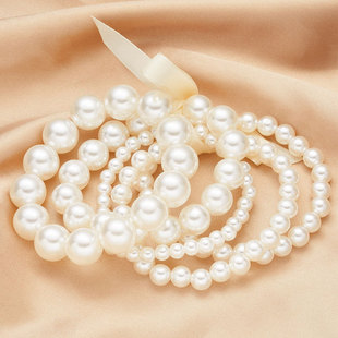 Cross-border selling imitation pearl beaded bracelet female 4/6/8/10/14mm elastic rope bracelet jewelry wholesale