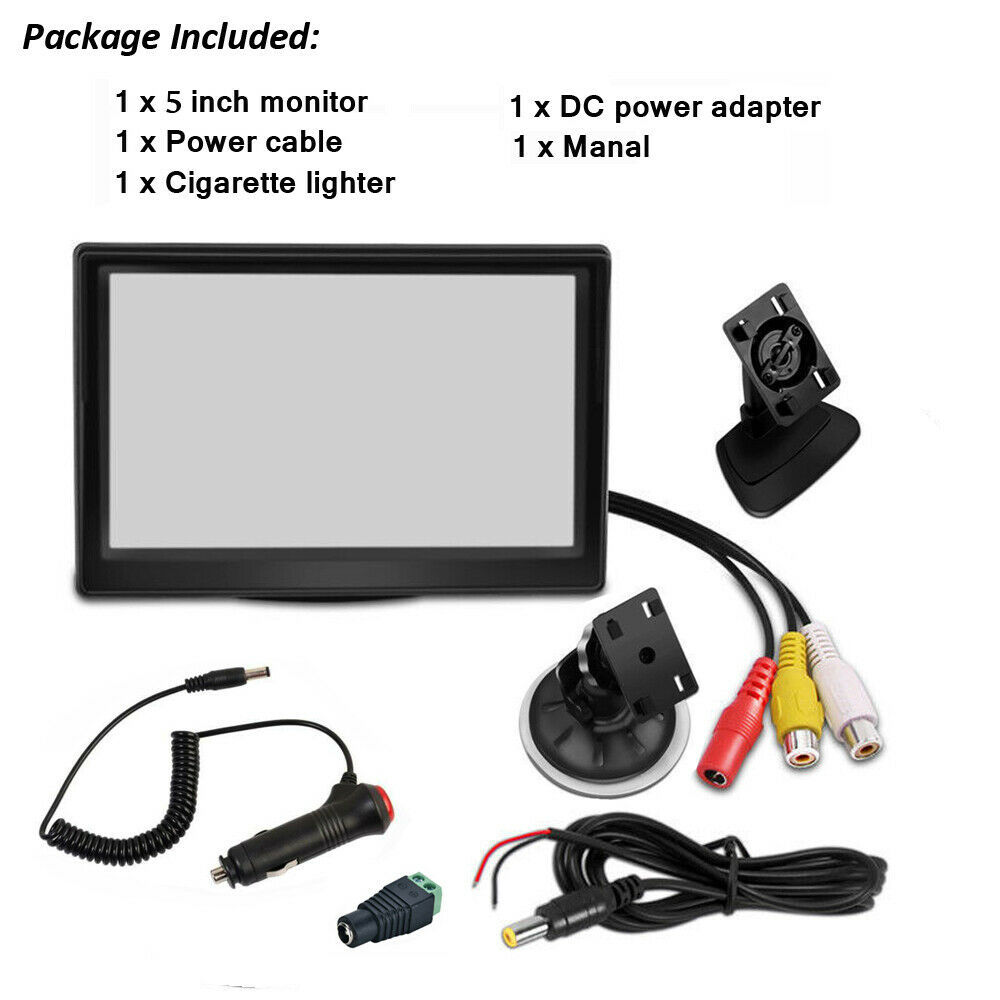 Jiefeng 5 inch Suction Cup Monitor HD Wireless Transmitter Receiver License Plate Camera (Vehicle camera) - 5-inch-desktop-suction-cup-cigarette-lighter-accessories-black-edge