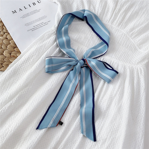 New spring and autumn thin long silk scarf women's fashion small scarf with jeans belt binding ribbon ribbon