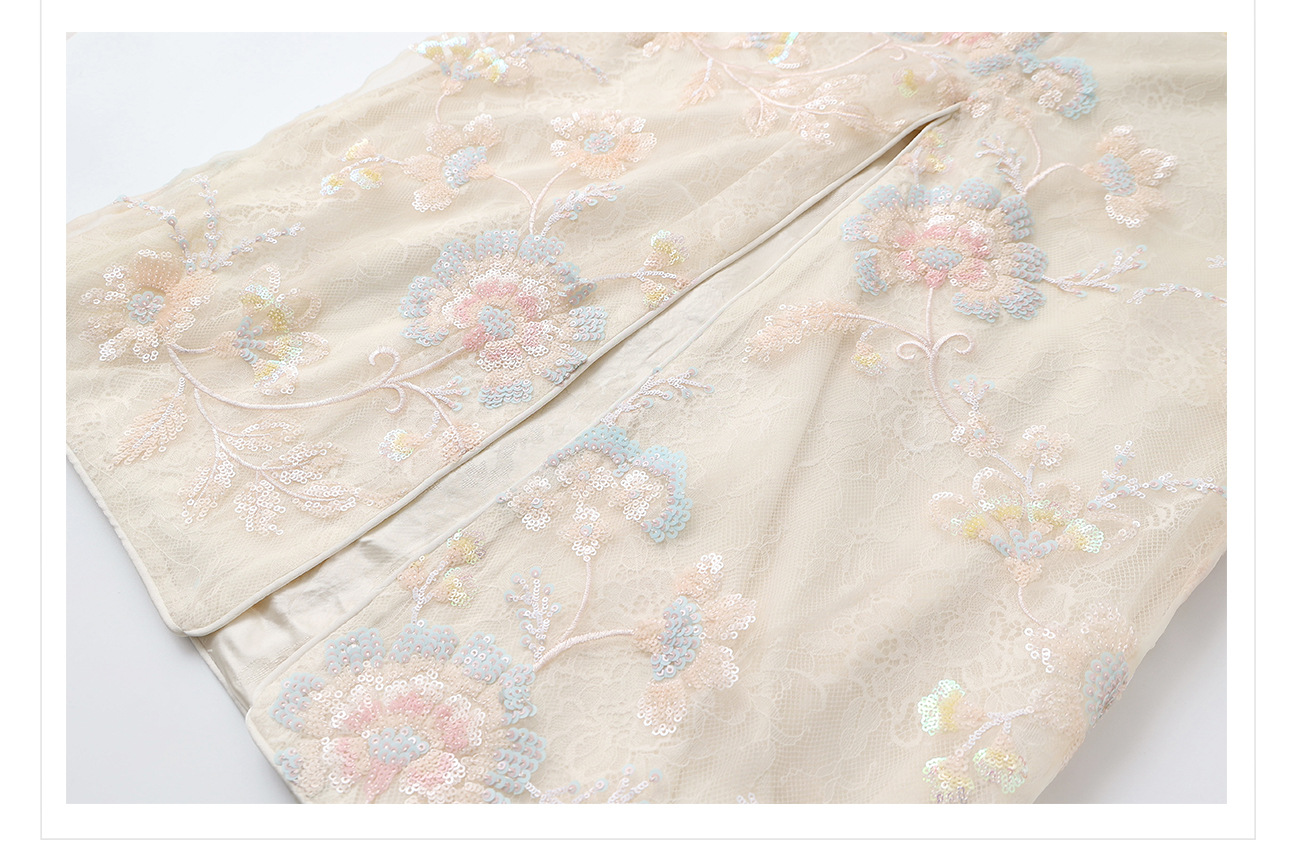 Bộ áo vest và váy nữ phong cách Trung Hoa thêu hoa văn nặng, nút tua rua ZX N5035 — Váy nửa, Áo gilê chi tiết 33
