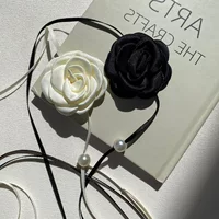 Французский стиль супер фея винтажный цветок розы кружевное ожерелье жемчужный ремешок колье Шея цепочка Жемчужный Цветок цепочка на ключицу Женская
