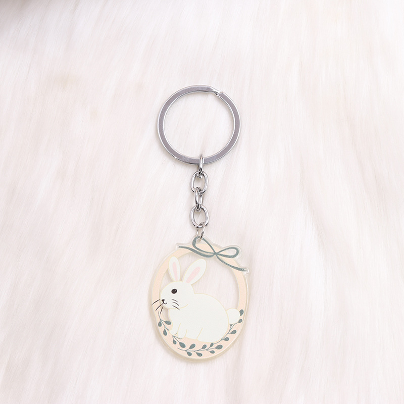 Cartoon Style Cute Animal Egg Stainless Steel Printing Easter Bag Pendant Keychain display picture 15