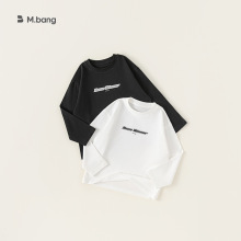 邦选新款中大童纯棉上衣基础款秋季内搭男童长袖简约字母印花T恤