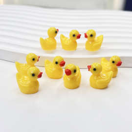 夜光迷你小鸭子公仔树脂diy饰品创意彩色小黄鸭微景观摆件批发