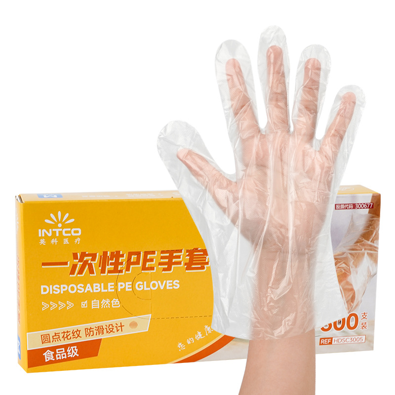 Gran por mayor Yingke desechable guantes pe pe película cpe langosta de grado alimenticio cocina horneado belleza salón de pelo