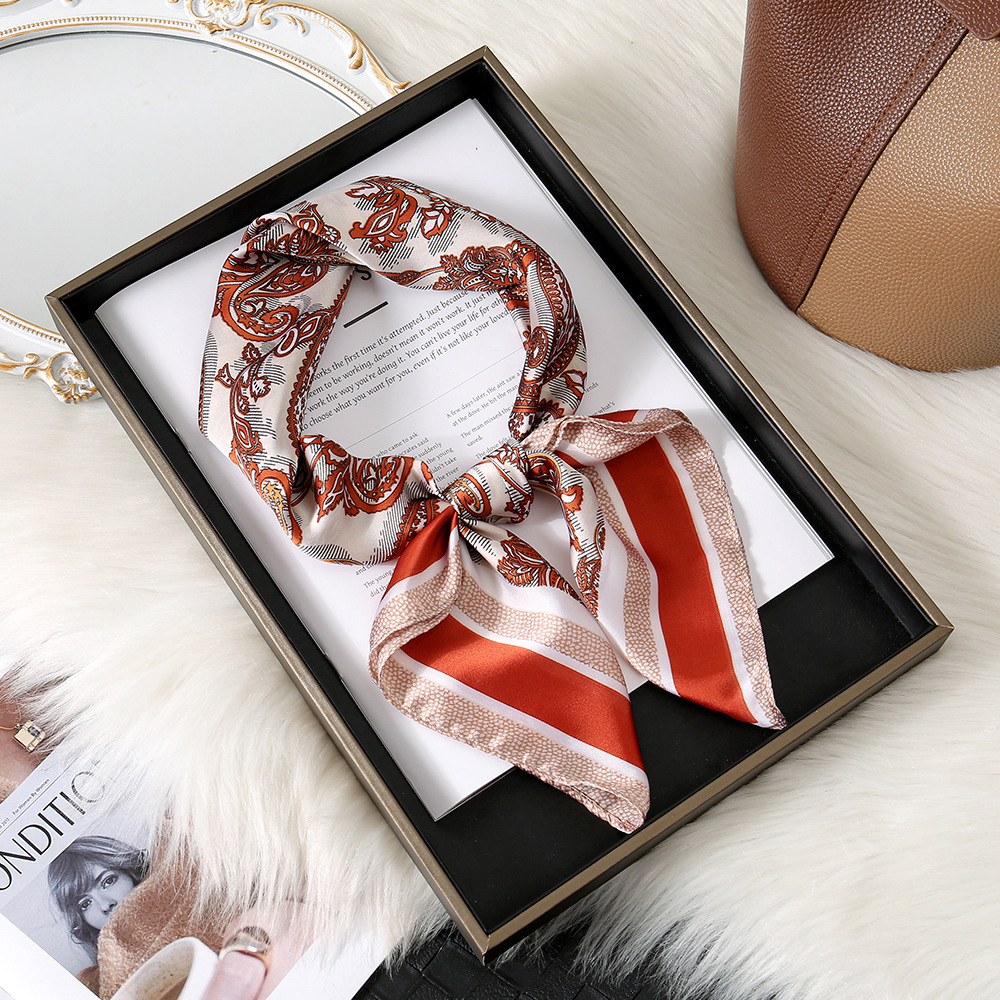 Flor de anacardo europea y americana transfronteriza 70 bufanda de seda de imitación retro todo-fósforo bolsa atada bufanda cuadrada bolsa atada bufanda de seda scarf al por mayor