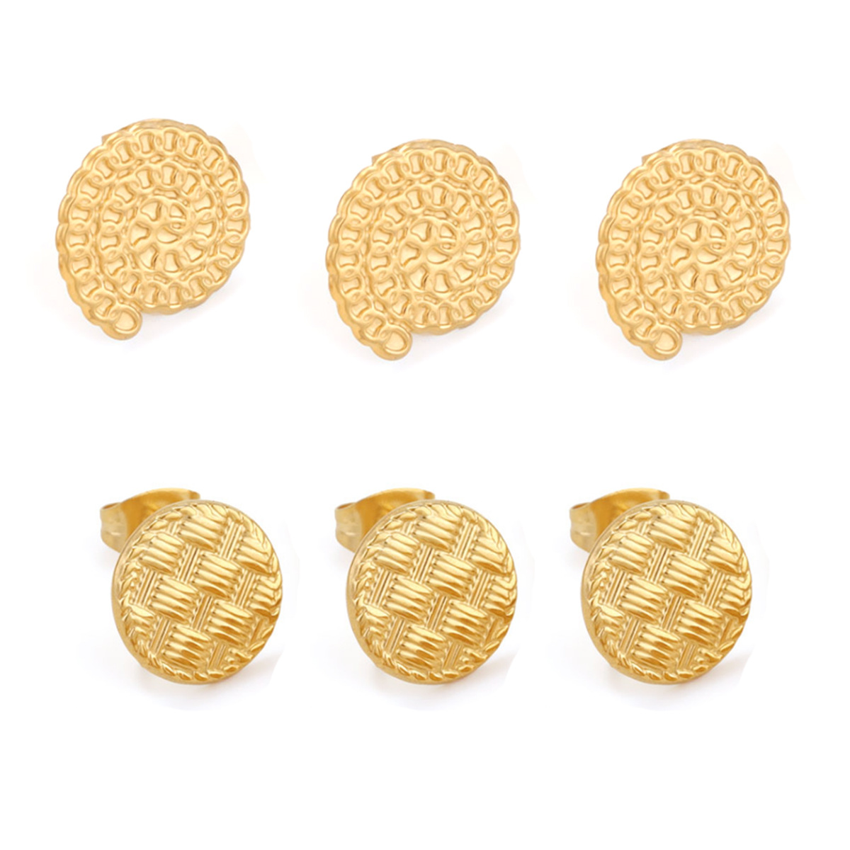 Acero inoxidable trenzado roscado pendientes accesorios de acero titanio pendientes DIY hecho a mano redondo con anillo chapado en oro pendientes Accesorios