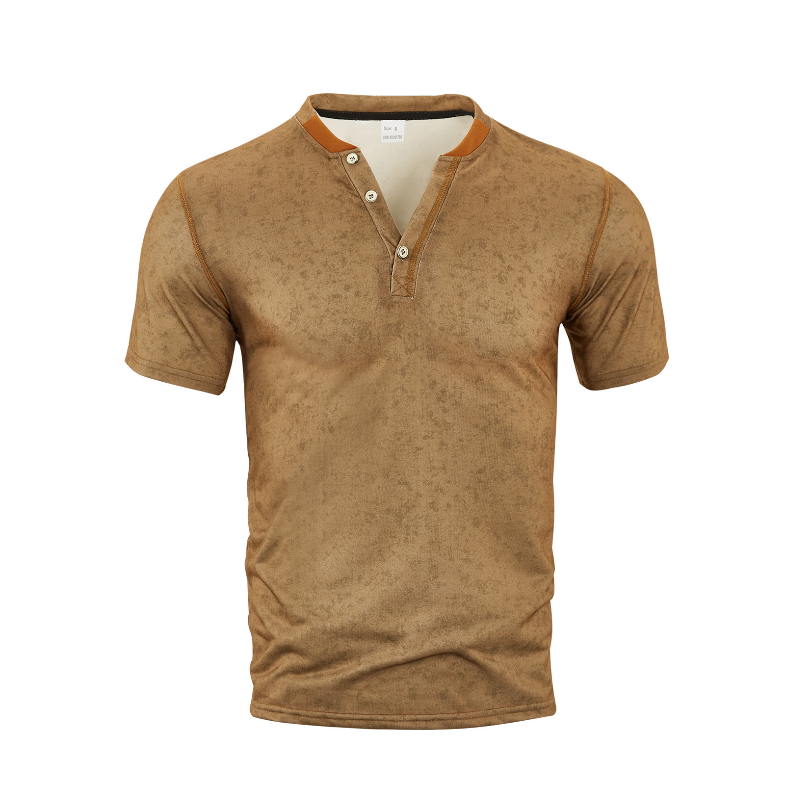 Monochrome Man- 25 European And American Men's Clothing Button Henry T-Shirt Foreign Trade Tough Guy Outdoor Sports Casual Top_viptrois.com