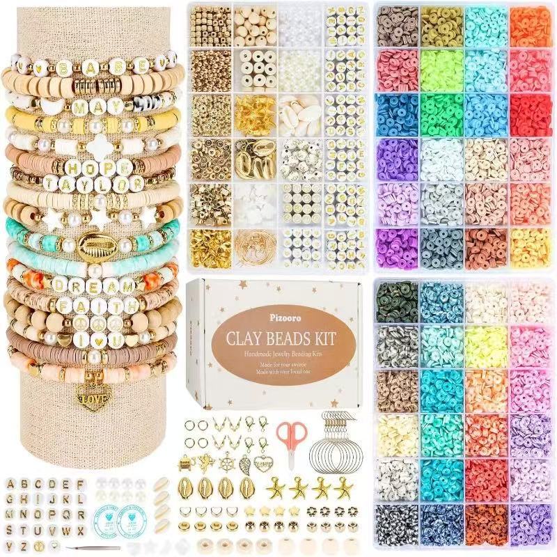 Soft Pottery Clay Beads Letter Beads Bracelet Jewelry New European and American Cross-Border DIY Production Accessories Kit Wholesale