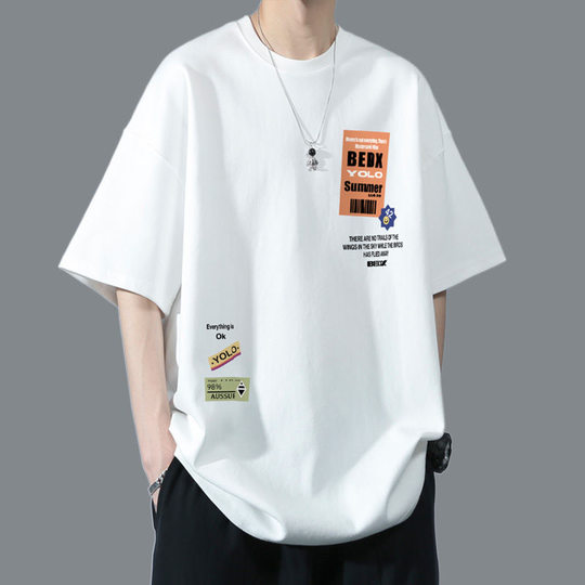Pure CoTTon YouTh Summer SuiT Boys ShorT-sleeved T-shirT Half-sleeved New STyle Big and High School STudenTs Trendy Leisure SporTs