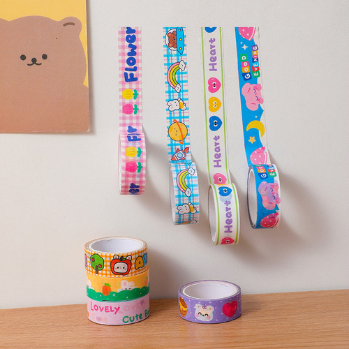 Cartoon washi tape cute bear diary student diary DIY student diary stickers Japanese and Korean stationery tape