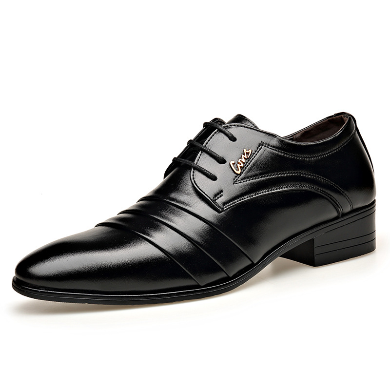TEMU zapatos de cuero transfronterizos de hombre otoño y invierno de negocios puntuación de bodas de novio y mejorrino zapatos de traje de cordón image 6