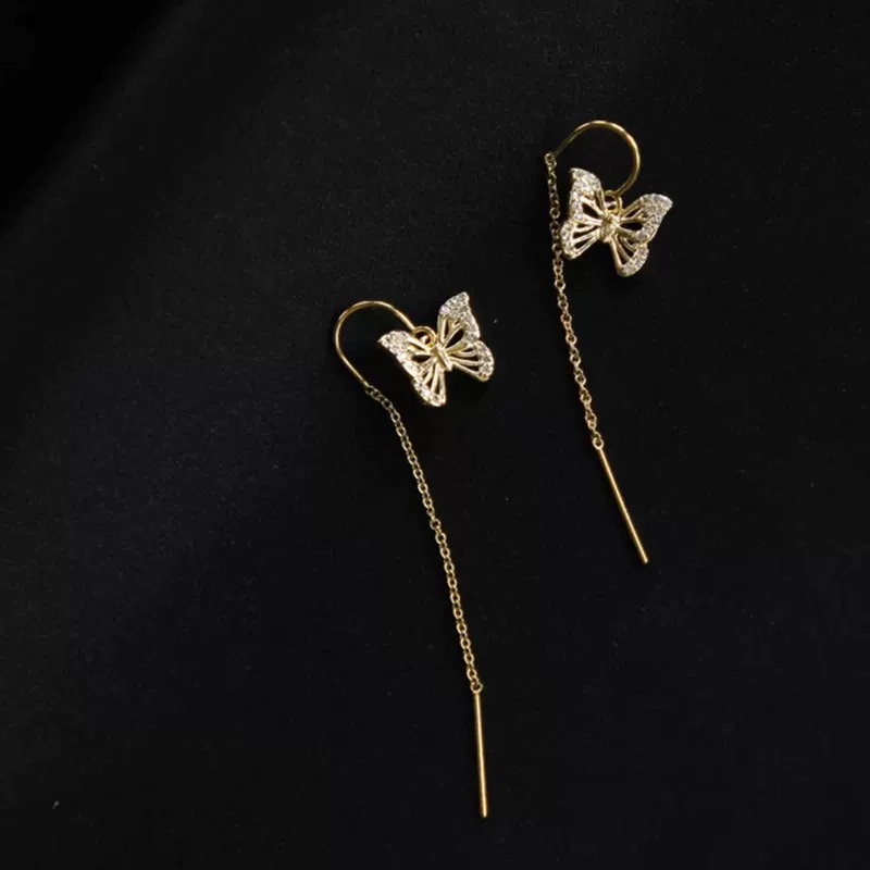 乾佳 Earrings, fashionable chain, silver 925 sample, 2025 years