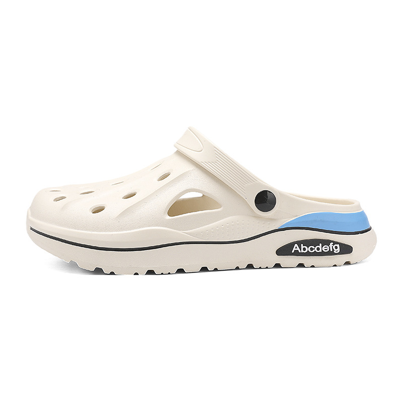 2025 verano zapatos con agujeros de gran tamaño para hombres sandalias casuales antideslizantes de suela suave para uso exterior, conducción resistente al desgaste, pantuflas Baotou en la playa