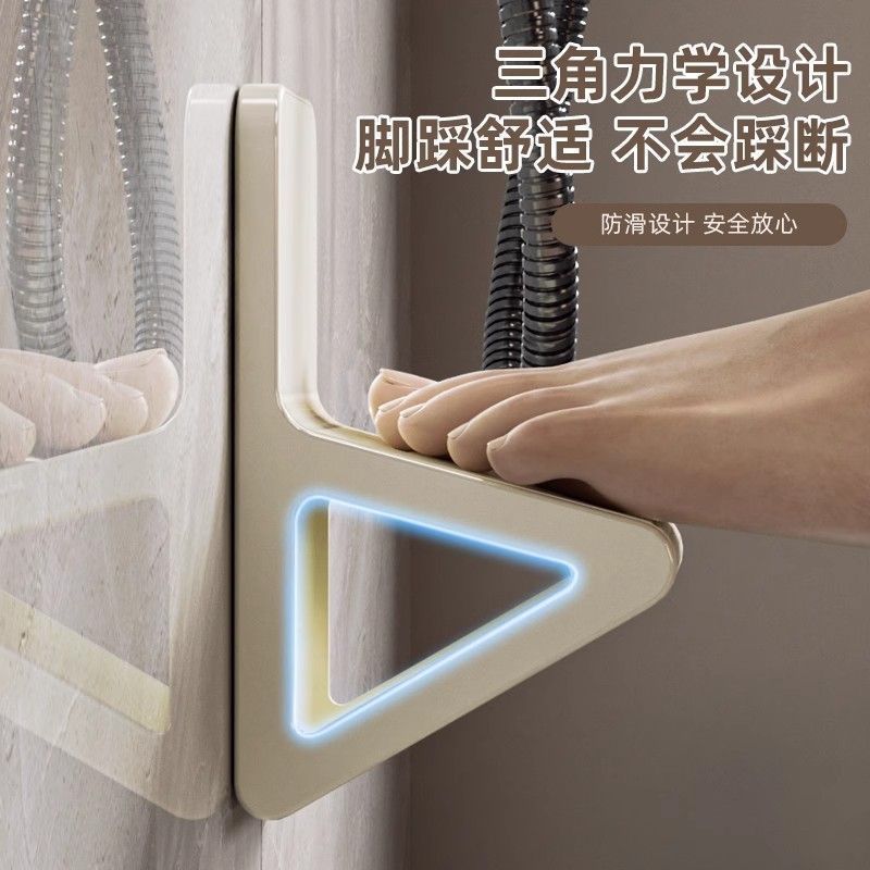 妊婦用バスルームフットスクラバー、ホテルシャワールーム用フットスクラバー、穴を開けずに壁掛け式収納棚付きシューズスクラバー|undefined
