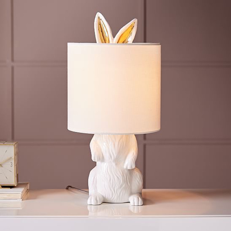 后现代简约设计卧室床头灯客厅餐厅书房蒙面兔子造型创意大白台灯