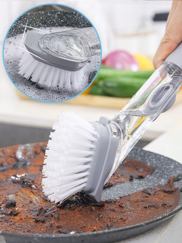Kitchen Magic Pot Scrubber with Liquid Additive, Multi-functional Bowl Brush, Household Long Handle Oil Scrubber, Hydraulic Pot Scrubber