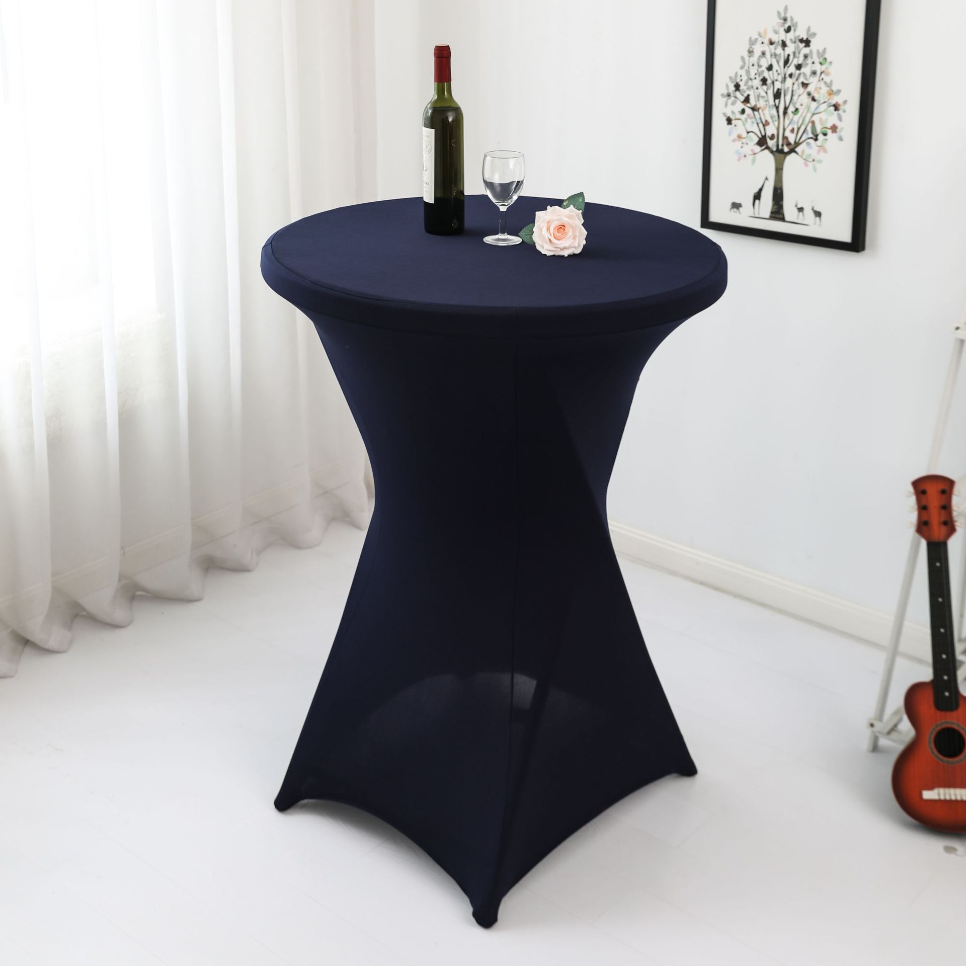 Amazon sólido barra mesa de comedor cubierta de mesa de banquete cóctel cubierta de mesa redonda tela de mesa elástica tabla de pies altos