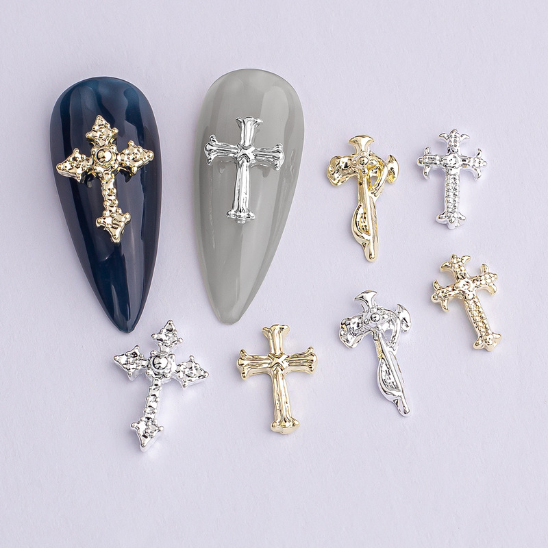 Cross-Border Cross Nail Art Accessories Simple Halloween Alloy Wearable Nail DIY Decoration Accessories Nail Art Rhinestones