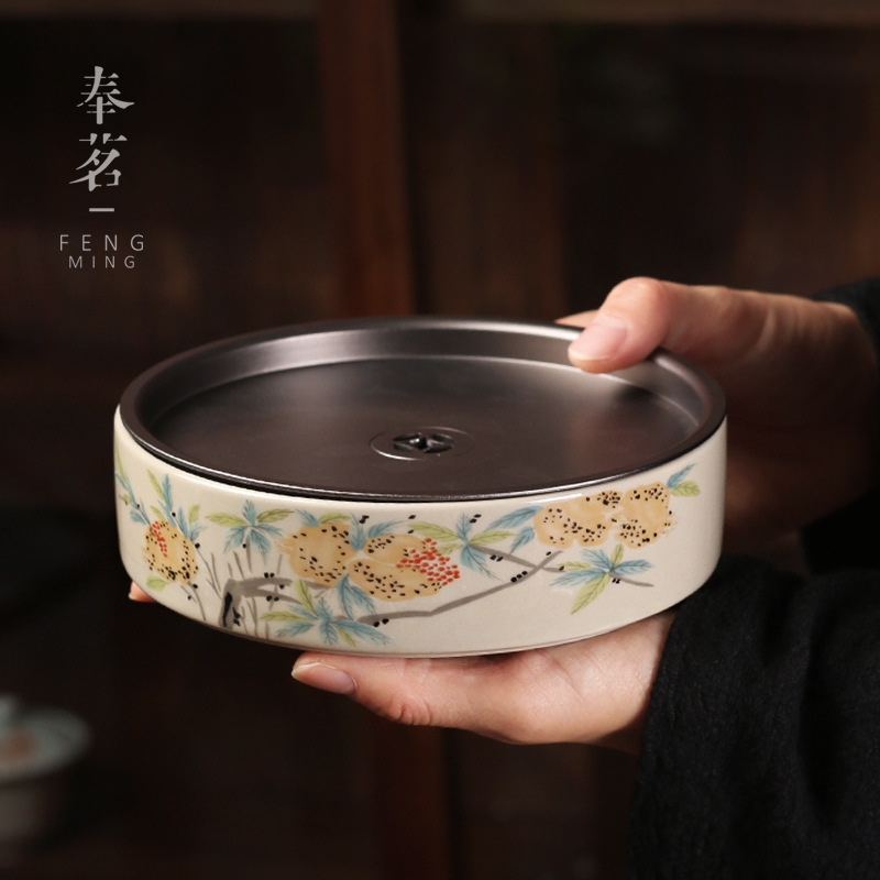 小储水合金泡干功夫茶复古功夫茶具钱款承壶金铜草木草木灰茶盘盘