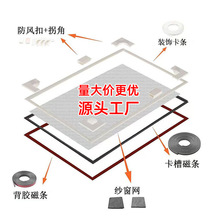 锁扣磁吸纱窗磁条窗户纱窗网自装边框配件家用防蚊虫自粘纱窗软磁