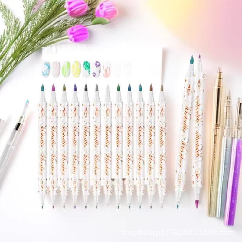 Soft and Hard Dual-Head Temporary Tattoo Painting Pen Graffiti DIY Nail Art Pen