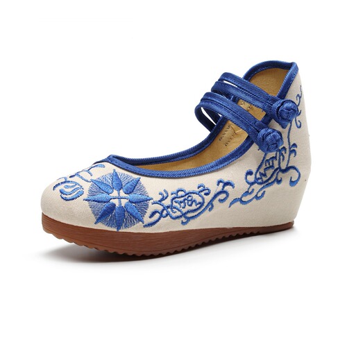 High heels, single shoes, wedge heels, thickened beef tendon sole cloth shoes, summer women's shoes, dropshipping