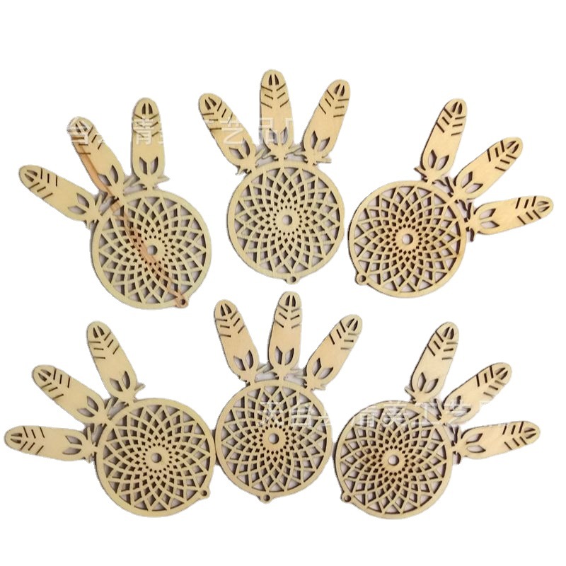 80*55mm bola de bádminton de madera tallado pieza de madera colgante decorativo 10 un paquete con cuerda de cáñamo