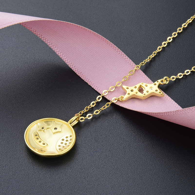 Collar de plata esterlina 925 estilo japonés y coreano creativo cosmos estrella cadena de lujo ligero aire planeta cadena clavícula mujer