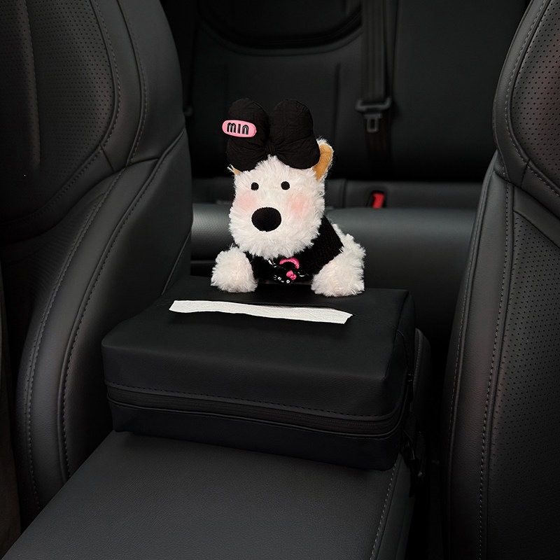 2026 New West Highland Car Armrest Box Tissue Holder, In-car Tissue Box, Seat-mounted Tissue Bag, Therapeutic Style