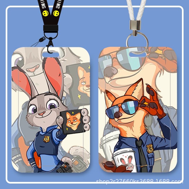 尼克朱迪可爱学生滑盖饭公交卡身份证件保护套门禁校园卡套收纳